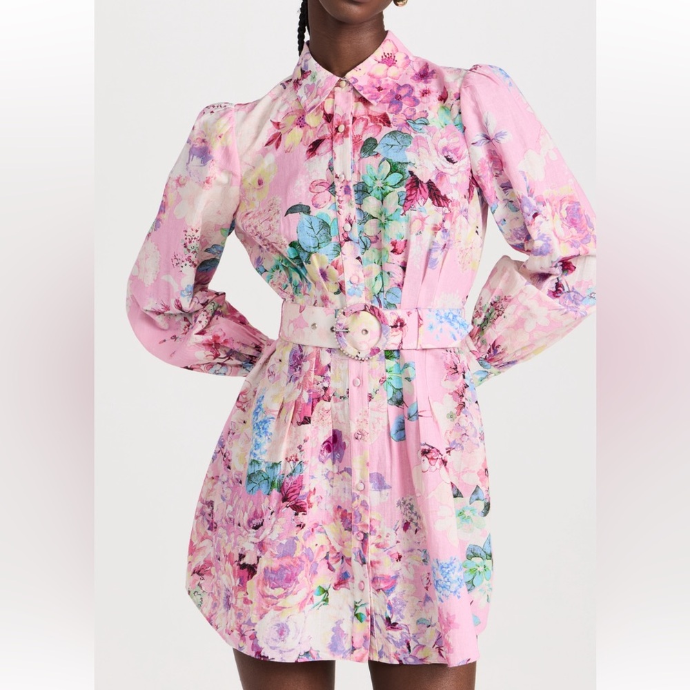 NWT HEMANT & NANDITA Floral Pink Belted Mini Dress